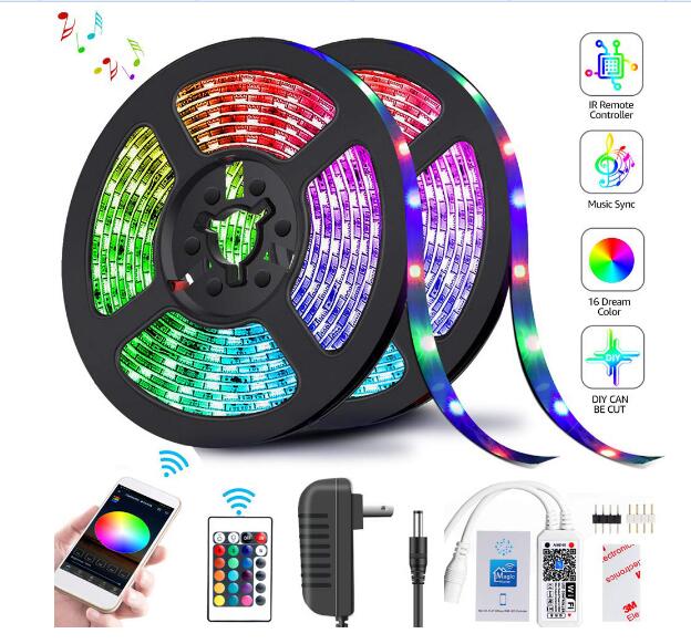 

Led Strip Light dimmable Strips 2835 SMD RGB Tape 5M 10M 15M 20M DC12V 3528 Flexible RGB LED Stripe Ribbon 24Key Controller WIF Adapter