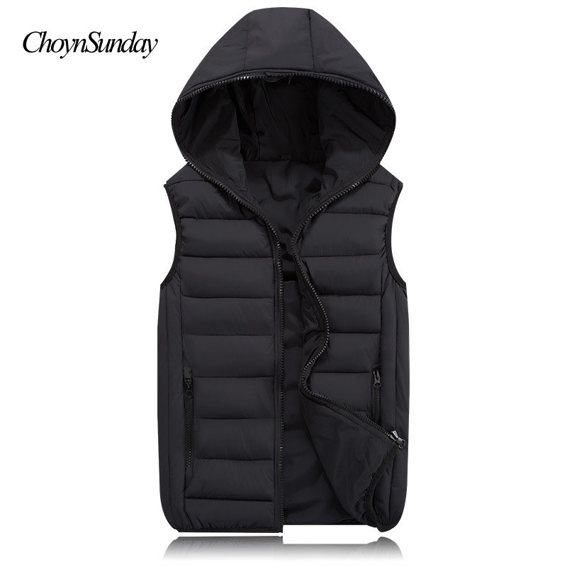 

New Spring Autumn Sleeveless Jacket for Men Hot Fashion Men' Winter Hooded Hooded Light Plus Size Mens Vests Working Proof Vest, Black