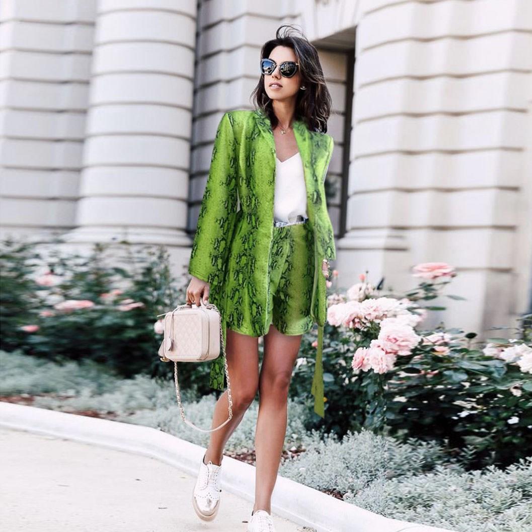 

Sexy 2 Piece Set Women Matching Sets Club Outfits Print Neon Green Two Piece Set Top And Pants