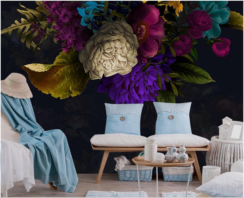 

WDBH 3d wallpaper custom photo Vintage floral nordic hand painted background wall home decor 3d wall muals wall paper for walls 3 d, Non-woven