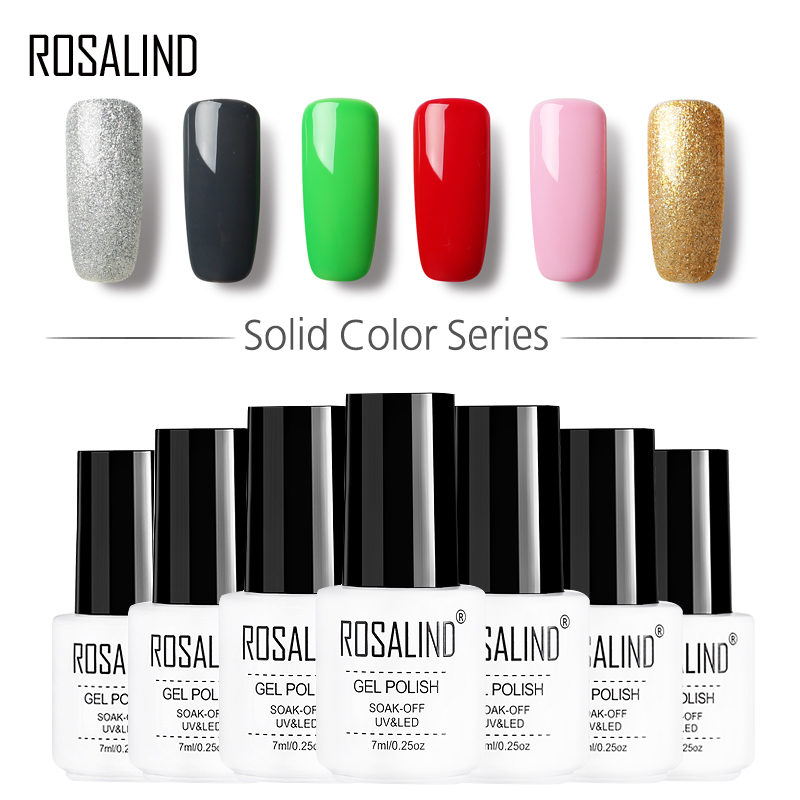 

ROSALIND Gel 1 7ML 01-58 Pure Color Nail Polish Gel For Nails Design Top Base Coat Nail Art Long-lasting Soak-Off Varnishes, Rc58