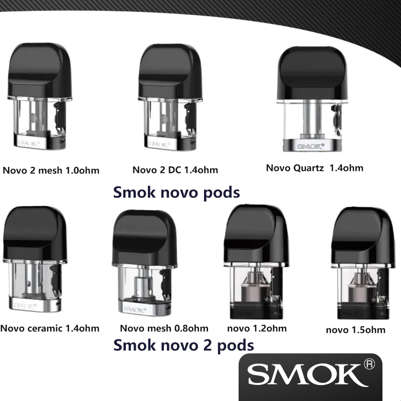 

Authentic Smok Novo 2/novo Pod cartridges 2ml novo 2 mesh 1.0ohm pod DC 1.4ohm mtl pod Quartz coil 1.4ohm