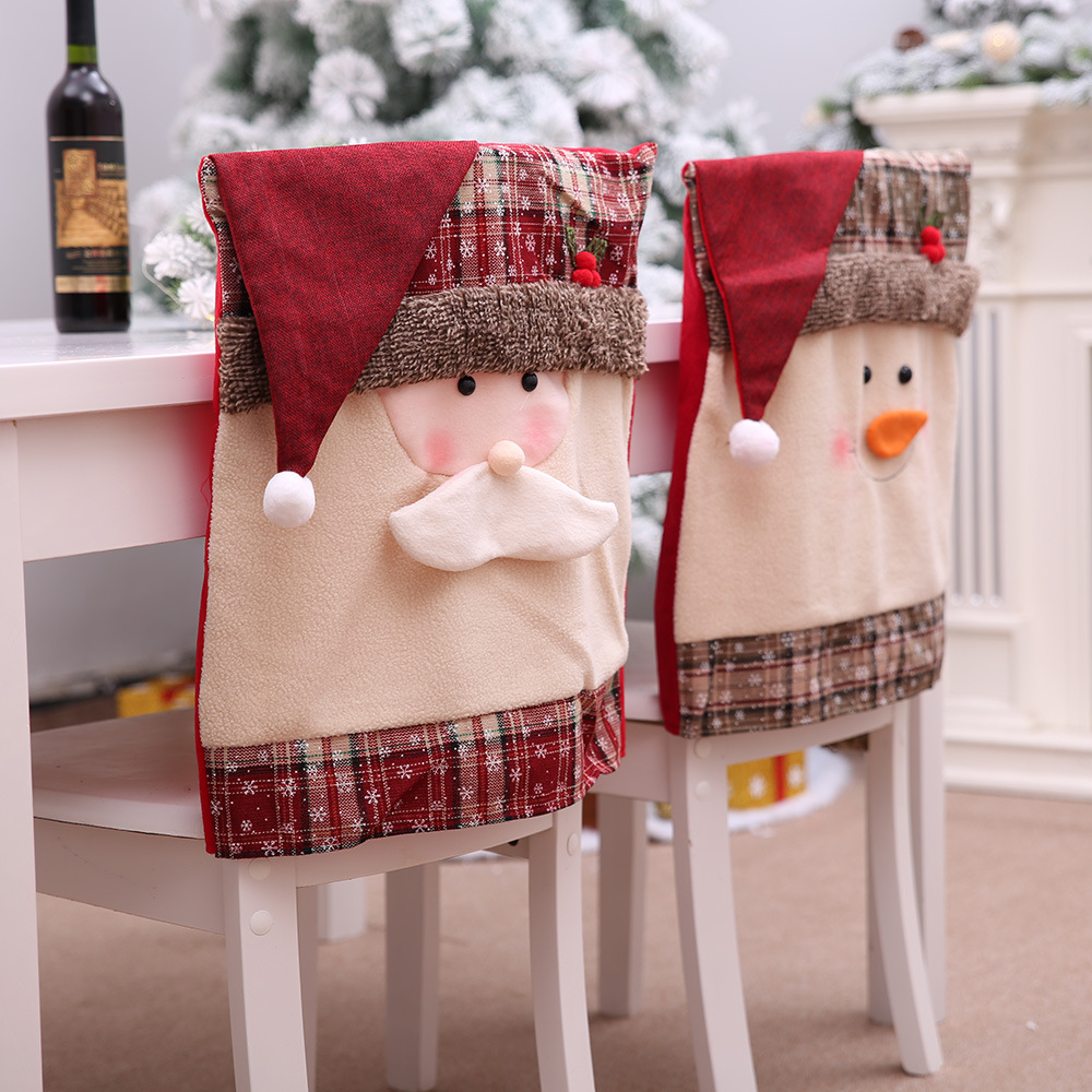 

Cute Christmas Hat Plush Chair Cover Snowman Santa Claus Hats Square Xmas Chair Cover New Year Christmas Gifts Home Decor