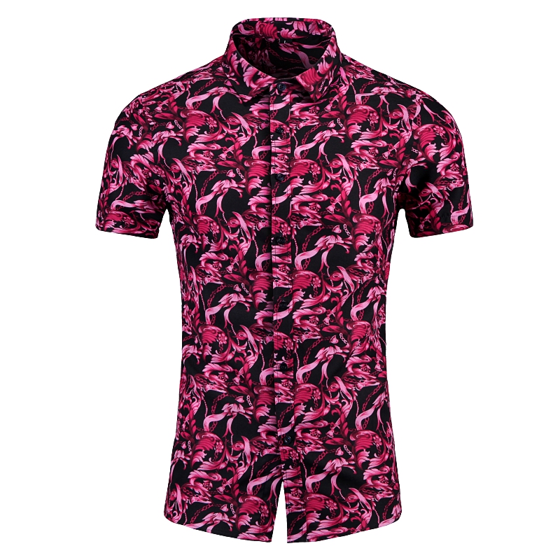 

Plus size 7XL 2020 summer new men's short-sleeved Hawaiian shirt cotton slim-fit shirt tide regular men's fashion, Hs1