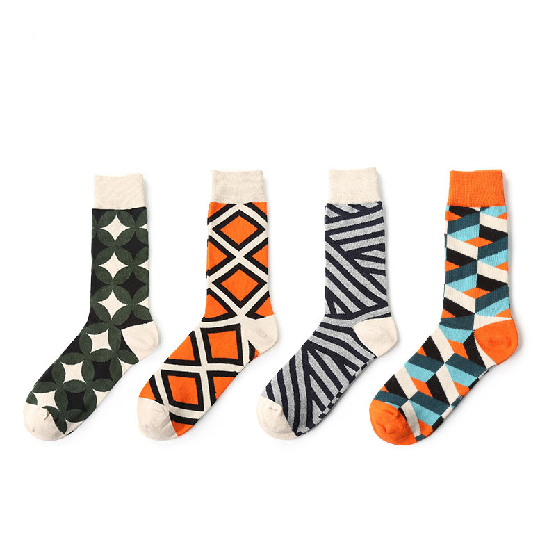 

2018 New Men Women Cotton Socks Geometry Patten Cool Art Socks Funny