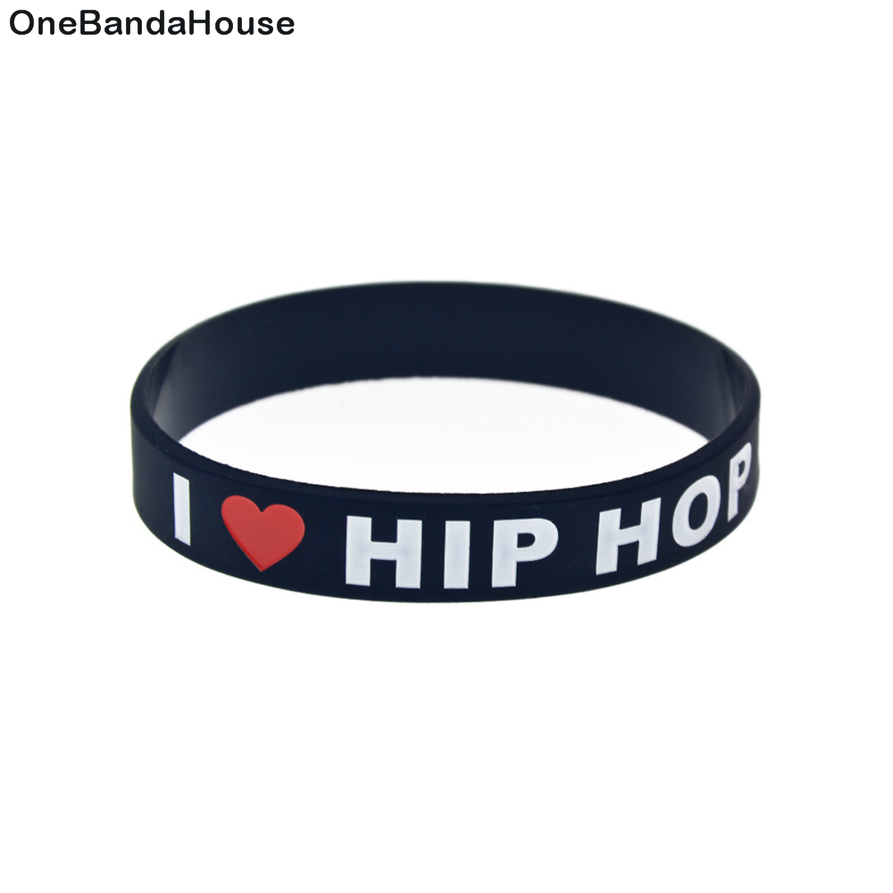 

1PC I Love Hip Hop Silicone Rubber Bracelet Ink Filled Logo Perfect Gift of Music Fans