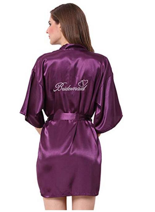 

bridal party robe satin silk kimono rose gold bridesmaid wedding gift getting married 2020 best friend bride robes, Lake blue bridesmaid