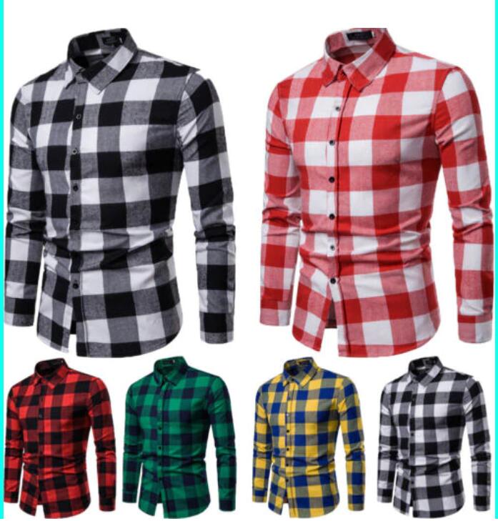 

New 2020 Plaid Shirt New Autumn Winter Flannel Red Checkered Shirt Men Shirts Long Sleeve Chemise Homme Cotton Male Check Shirts, Gold