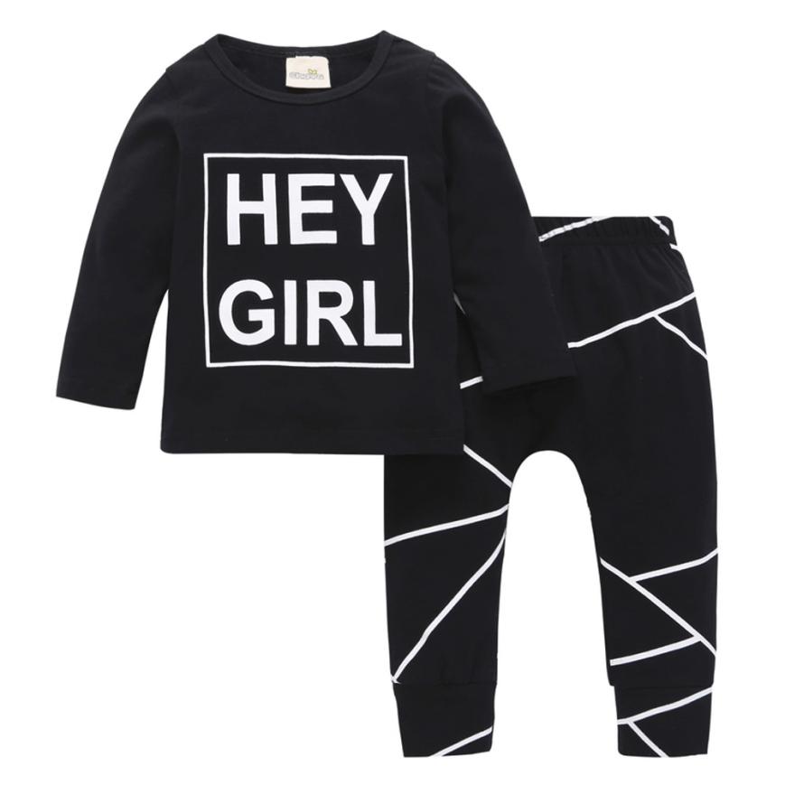 

Newborn T-Shirt +Pants Outfits Clothes Baby Boy Girl Letter Print Long Sleeve Roupa Infantil, White