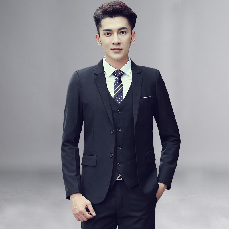 

Men' spring and autumn men' suit suit South Korean slim fit three piece wedding dress best man, See chart