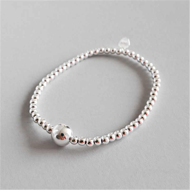 

Authentic 925 Sterling Silver Strand Bracelets For Women Wedding Gifts 8mm Beads Elastic Bracelet Fine Jewelry