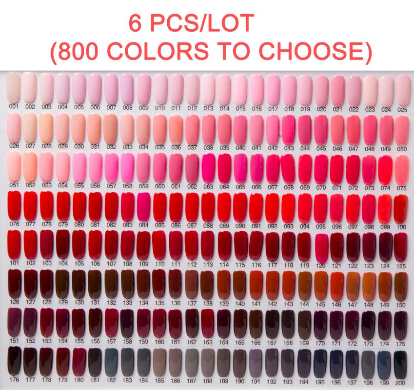 

BOZLIN 6 Bottles/Lot 7.3ml Nail Gel 800 Summer Colors Nail Varnishes to Choose For Art UV Soak Off Gel Polish, 6pcs