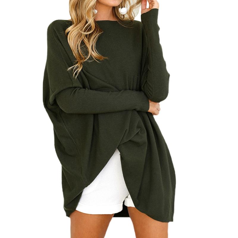 

Batwing Casual Long Sleeve Women Shirt Loose Party Crew Neck Travel Polyester Soft Solid Color Home Daily Vacation, Army green