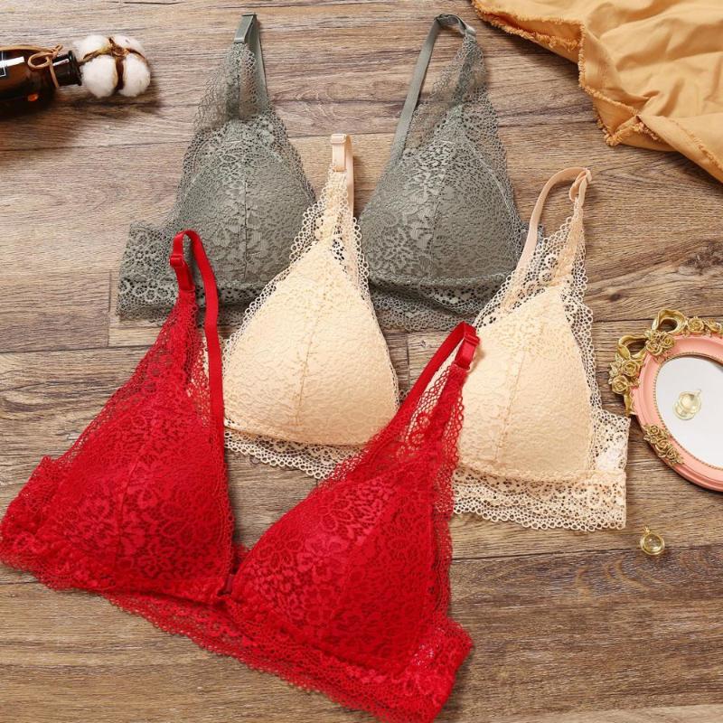 

Sexy Lace Bras For Women Fashion Front Closure Ultra-thin Lingerie Wirefree Everyday Brassiere Female Underwear, 001