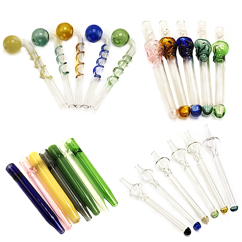

4 Style Glass Oil Burner Pipe Glass Oil Pipe High Quality Different Colors Dab Rigs Glass Water Pipe Smoke Shop Near Me Online