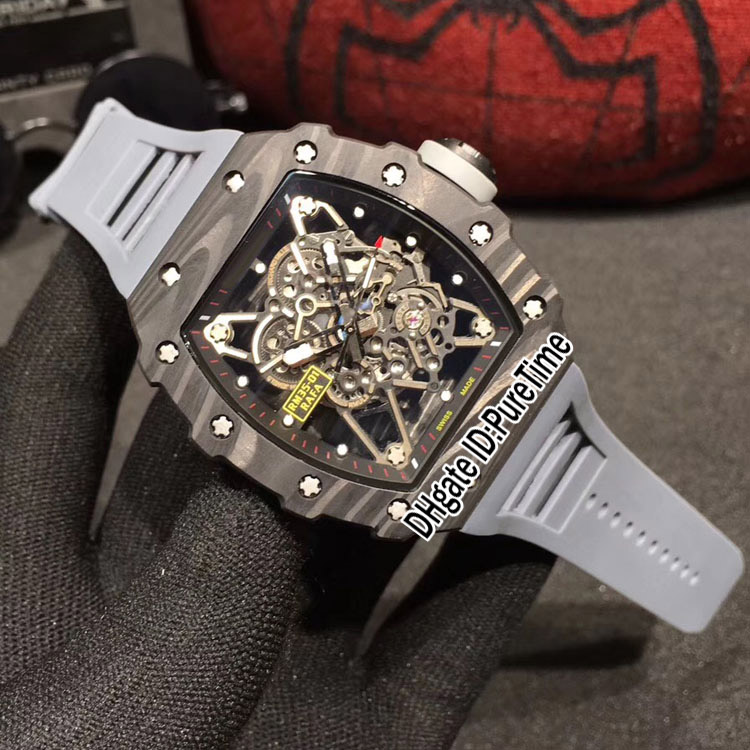

Best Edition 35-01 Rafael Nadal NTPT Black Carbon Fiber Material Automatic Mens Watch Gray Rubber Strap Sports Watches With Original Box Rc3, Rm35-01 txw-a3 (5)