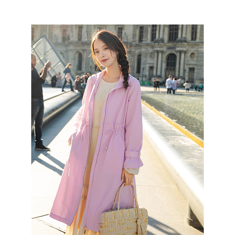 

INMAN Spring Autumn New Arrival High Collar Windproof Korean Style Fashion Long Sleeve Trench, Green