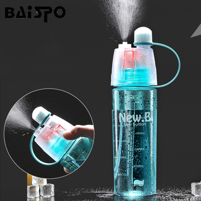 

BAISPO 400ML/600ML Creative Spray Sports Water Bottle Portable Leak Proof Bottle for Outdoor Sports Gym Hiking Drinking Bottles