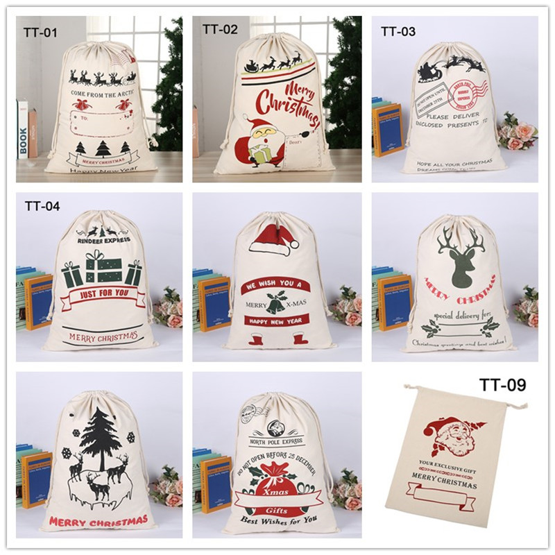 

Newest 10 Styles Christmas Gift Bag Large Heavy High Quality Candy Drawstring Bags Stocking Decoration Santa Claus Sack 08