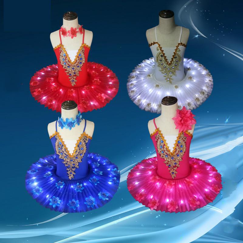 

New Professional Ballet Tutu Led Swan Lake Adult Ballet Dance Clothes Tutu Skirt Women Ballerina Dress For Party Dance Costume, Rose no light