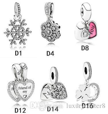 Authentic 925 Sterling Silver Pendant beads Fits Pandora Bracelet colorful Charms For European Snake Chain Necklace Fashion DIY Jewelry