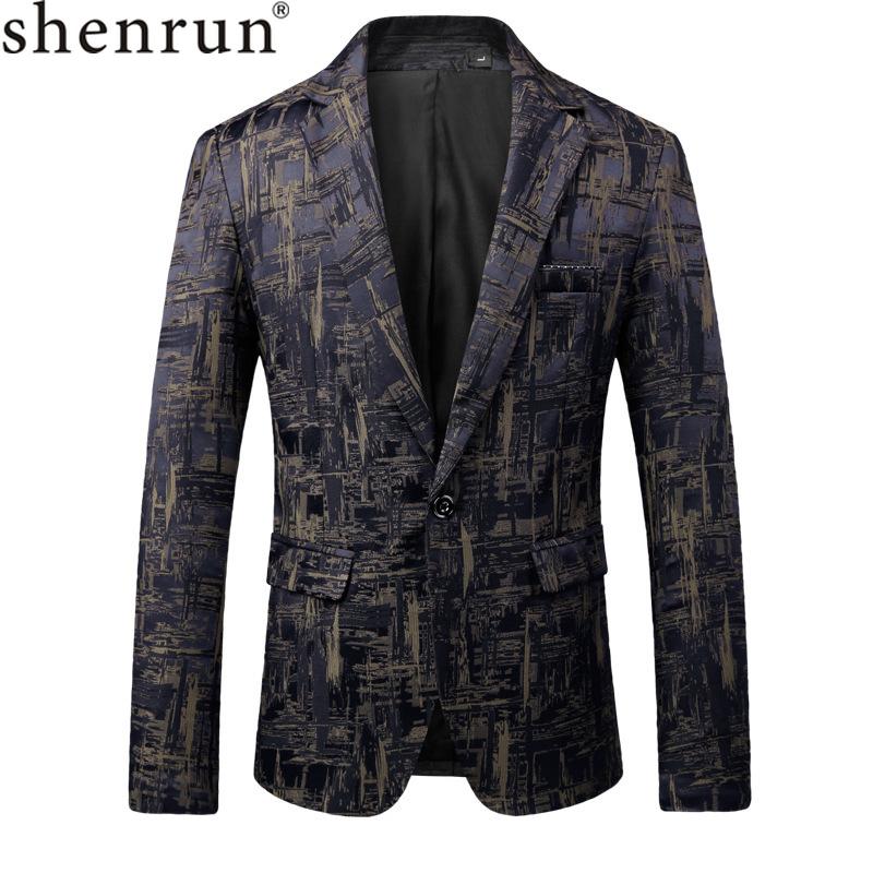 

Shenrun Male Suite Autumn Classic Brand Blazer Men Single Button Casual Print Slim Fit Business Suit Jacket Wine red Khaki navy, Beige