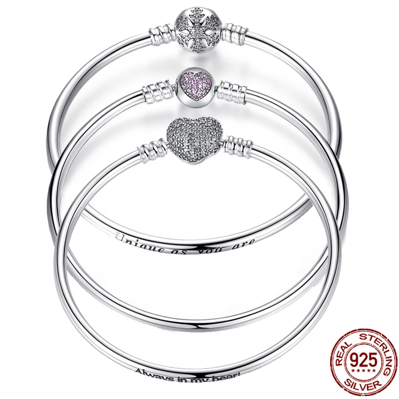 Pulsera de eslabones de cadena de mujer de plata esterlina 925 Joyería Clásico Invierno Copo De Nieve