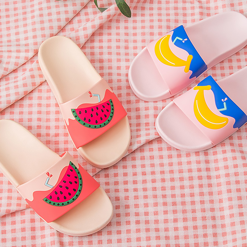 

2020 new lovely Cute Fruits Women Slippers Summer Slides Cartoon Home womens slipper Sandals Women Shoes Ladies fashion slippers, Black