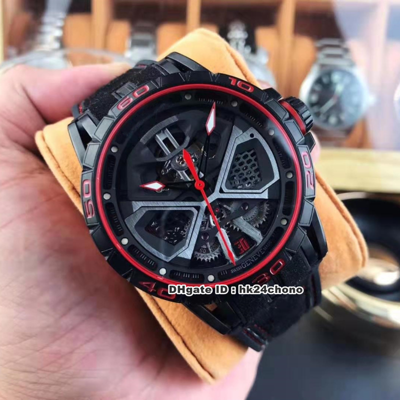 

Top Best RDDBEX0784 Excalibur Spider Black DLC Coated Titanium RD630 Automatic Mens Watch Skeleton Dial Leather Strap Gents Watches