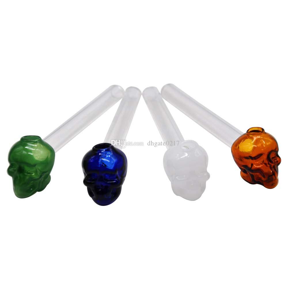 

Hot selling Pyrex Thick skull glass oil burner pipe glass tube pipe recycler oil Nails glass water pipe hand dry herb pipes free shipping