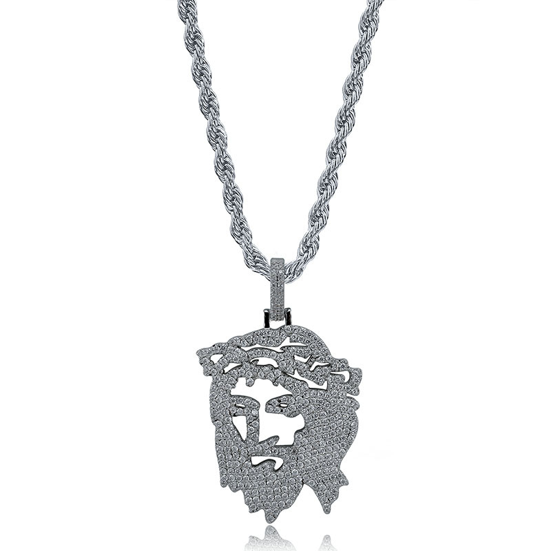 Colliers pour hommes, bijoux de rue, mode de luxe, zircone scintillante, platine, plaqué or 18 carats, pendentif jésus-Christ, collier Hip Hop
