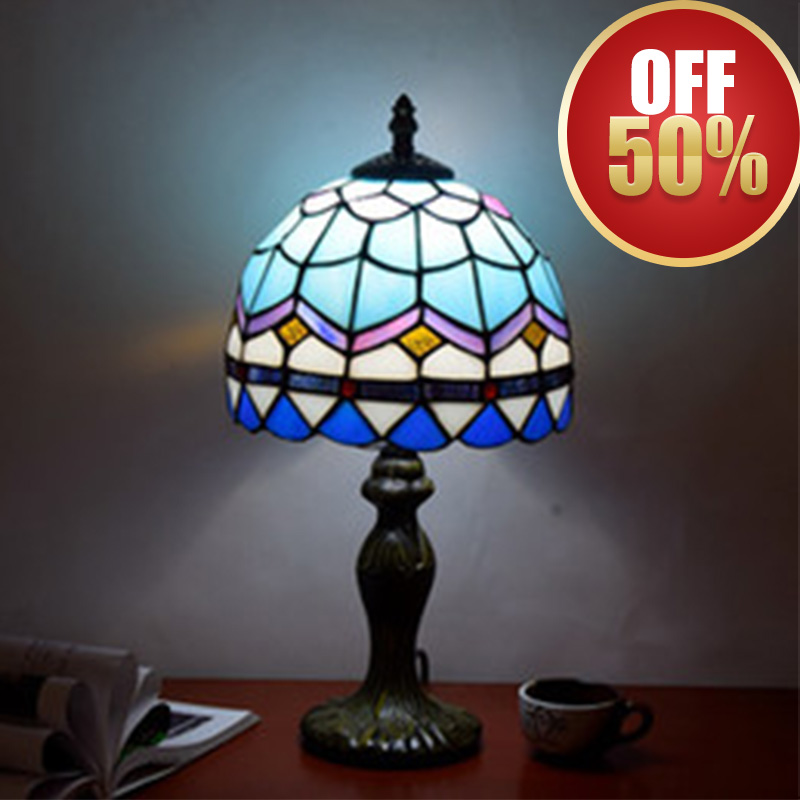 

2020 New UPS high-end blue table lamp high quality Mediterranean lamp bedroom bar restaurant color matching bedside lamp Selling