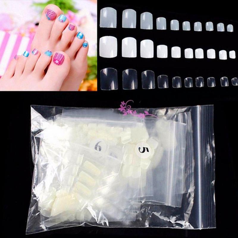 

500Pcs/Bag Artificial Acrylic Toe False Nail French Foot Tips For Nail Manicure Art Fake Toe Art Decoration, White
