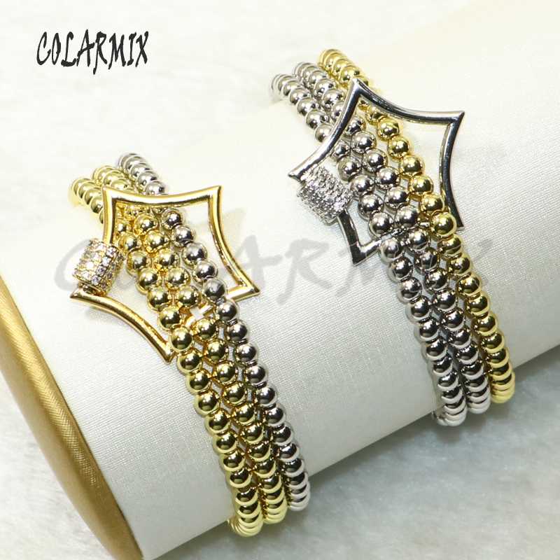 

Link, Chain 5pcs 3 Strands Beaded Bracelets Star Shape Lock Bracelet Bolt Crystal Fashion Jewelry Accessories Gift For Women 50663