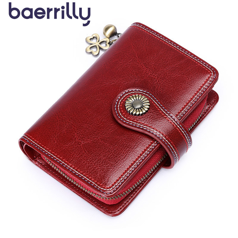 

New Fashion Solid Women Clutch Bag Leather Small Female Purse Genuine Leather Women Wallet With Phone Pocket, Wine red