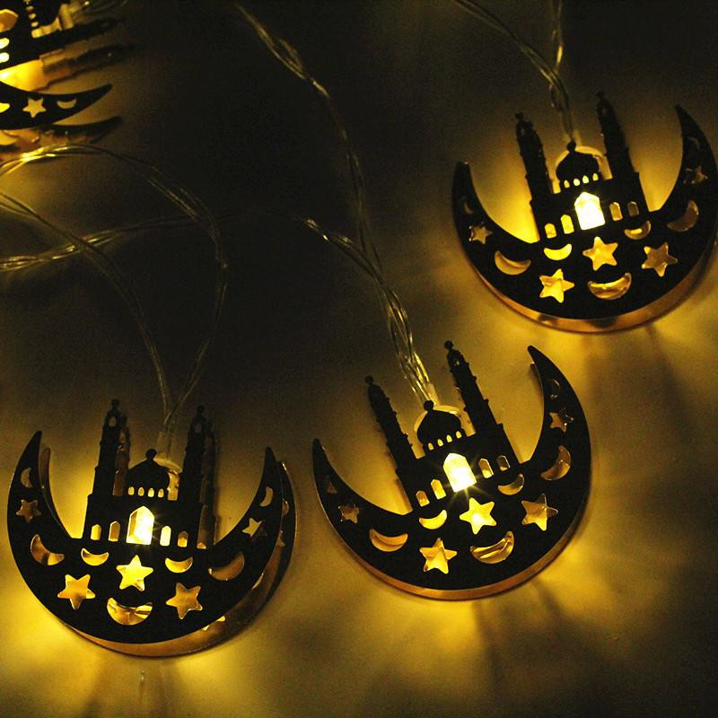 Festival do Ramad￣ 10 LED String Light Light Isl￢mico Eid Home Garden Decor Ramadan Moon Castle Decora￧￣o Luz de String226Y