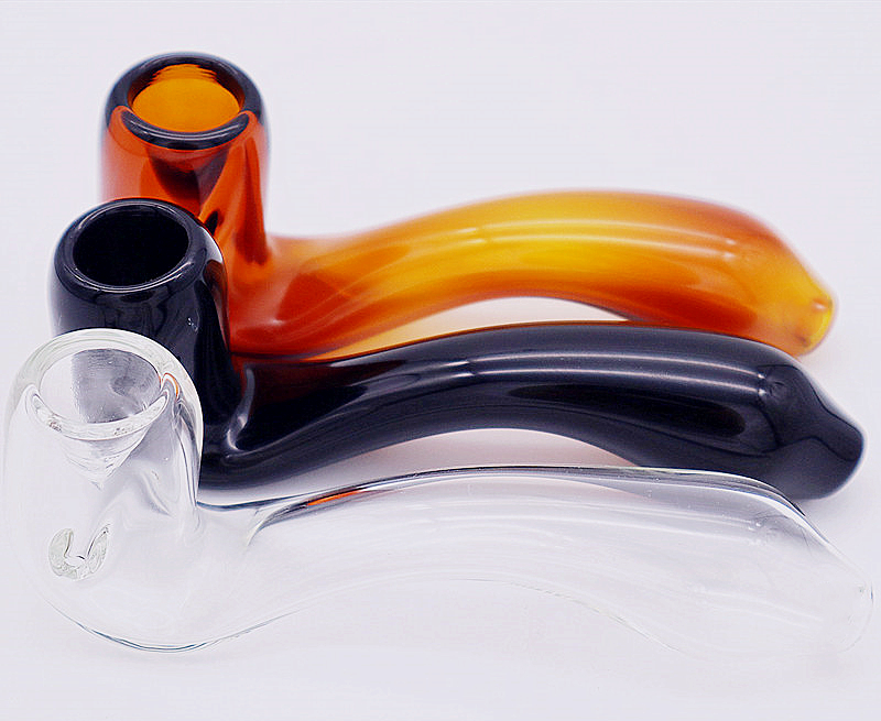 

Classic Sherlock glass smoking hand pipe three colors selection