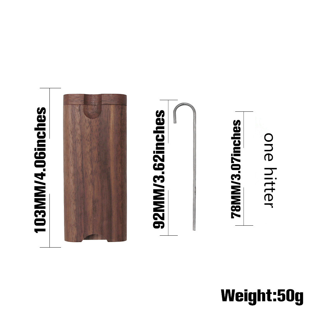 

COURNOT Wood Dogout Case Natural Handmade Wooden Dugout With Ceramic One Hitter Metal Cleaning Hook Tobacco Smoking Pipes Portable