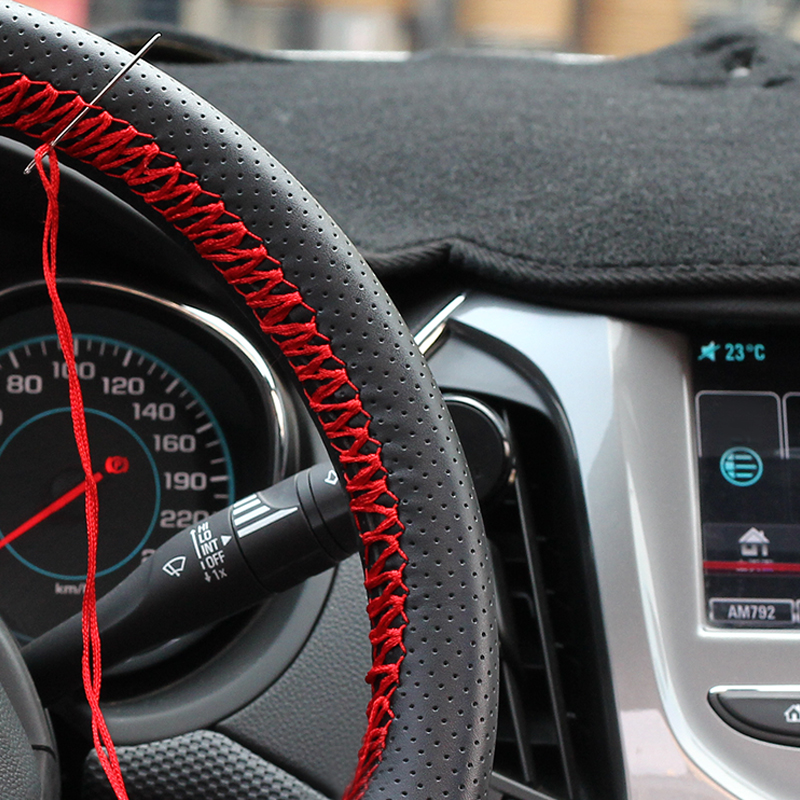 

DIY Steering Wheel Covers/ Soft Fiber Leather braid on the steering-wheel of Car With Needle and Thread Interior accessories