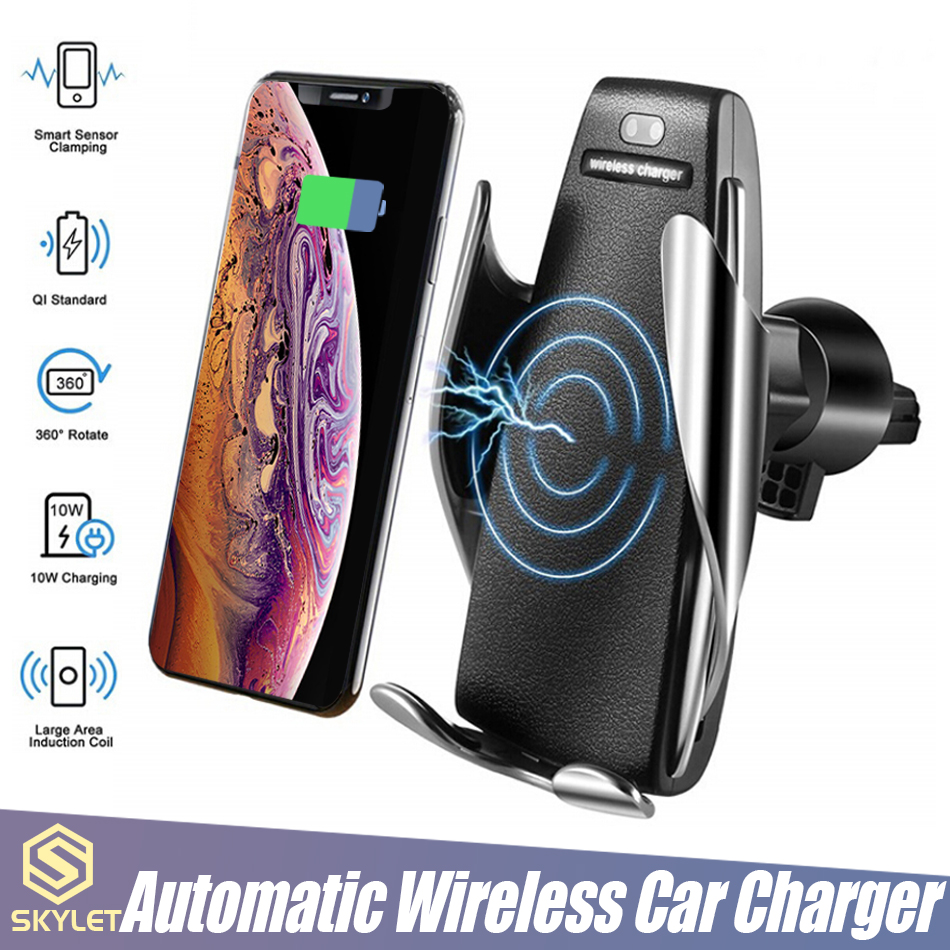 

S5 Wireless Charger Automatic Clamping Car Charger Holder Mount Smart Sensor 10W Fast Charging Charger for iPhone Samsung Universal Phones
