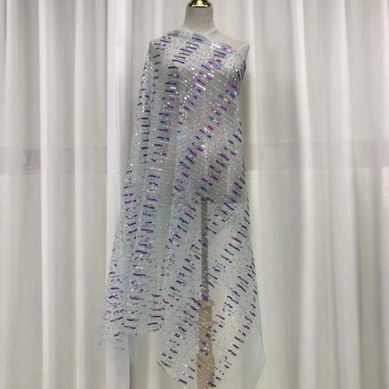 

Sky blue 2020 African 3d Sequins Lace Fabrics green High Quality Lace Nigerian Tulle Fabric Bride French Net Fabric