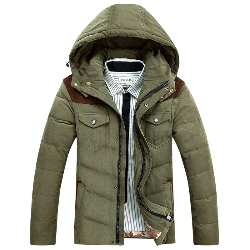 

Fashion Popular Men Winter Coat Men Warm White Duck Down Jacket Zipper Parkas Masculina Outwear Comfortable Thick Jacket tops, Army green
