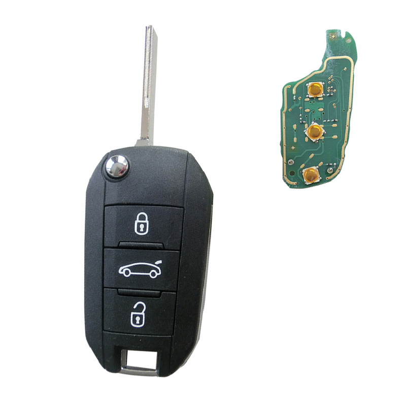 emote Key 3 Button for Peugeot 508 433MHz with ID46 Electronic Chip inside Uncut Blade HU83-image-457649981