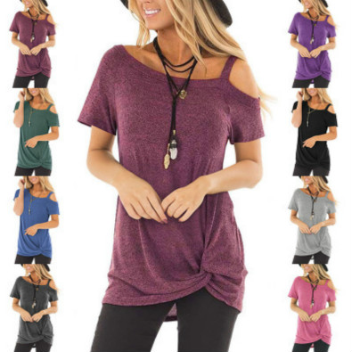 

Womens Designer T Shirts Fashion Summer Casual Twisted T-shirt Short Sleeve Strapless Top National Style Luxury Casual Tees Tops Hot Sale, Black