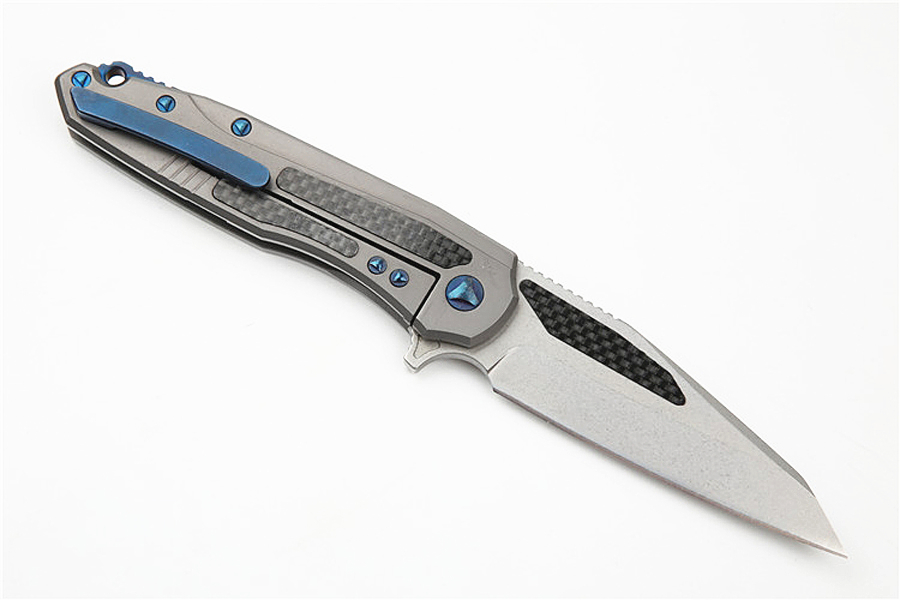 

Top Quality Ball Bearing Flipper Folding Knife M390 Stone Wash Blade TC4 Titanium Alloy + Carbon Fiber Handle EDC Knives