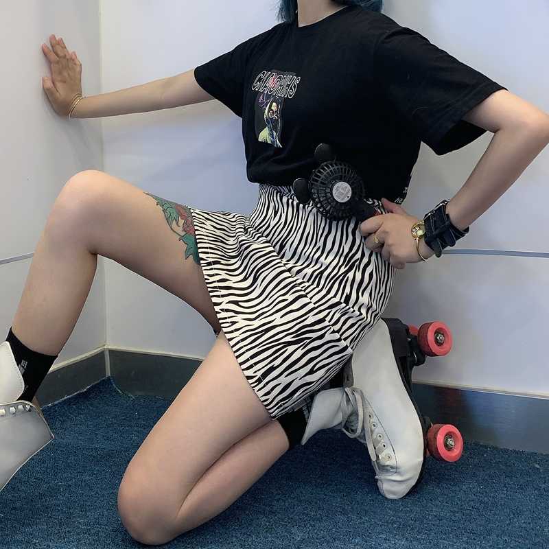 

Summer Zebra Pattern Women Skirts High Waist A-line Mini Skirt Punk Skirts Casual Streetwear Gothic Short Femme, As pic