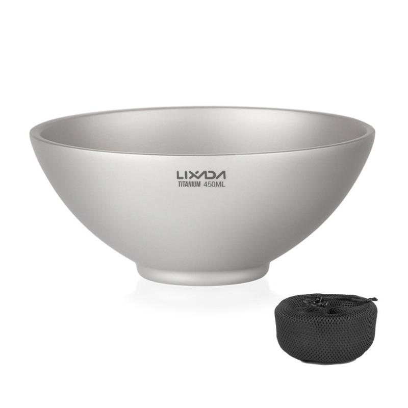 

Lixada 250ml/450ml Titanium Double Wall Dinner Bowl Outdoor Camping Bowl Tableware For Home Travel Hiking Backpacking Picnic