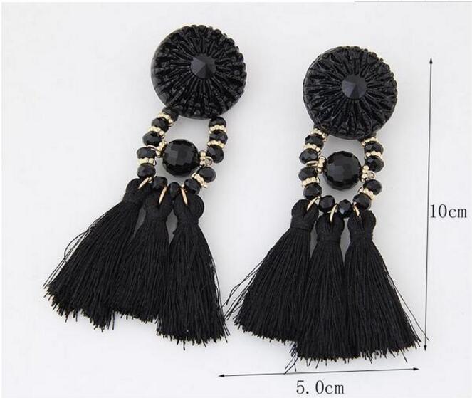 

Wholesale-Thread Long Tassel Earrings Rhinestone Drop Statement Fringe Earrings for Women Luxury Tear Drop Earrings Rhinestone Tassel Dangle