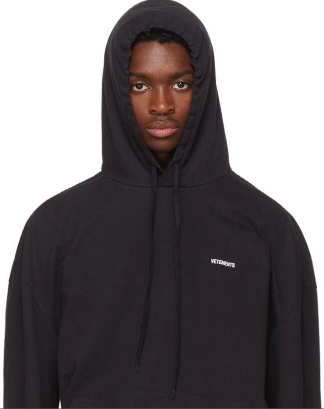 

18FW VETEMENTS Black Simple white LOGO Embroidery Sweatshirts Men Women Pullover Swearter Casual Loose Hip-hop Street Sport