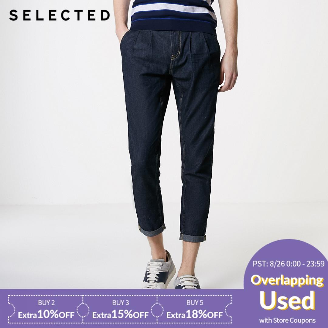 

Men's Summer Loose Fit Cotton and Linen Crop Jeans C|419232513, Raw denim